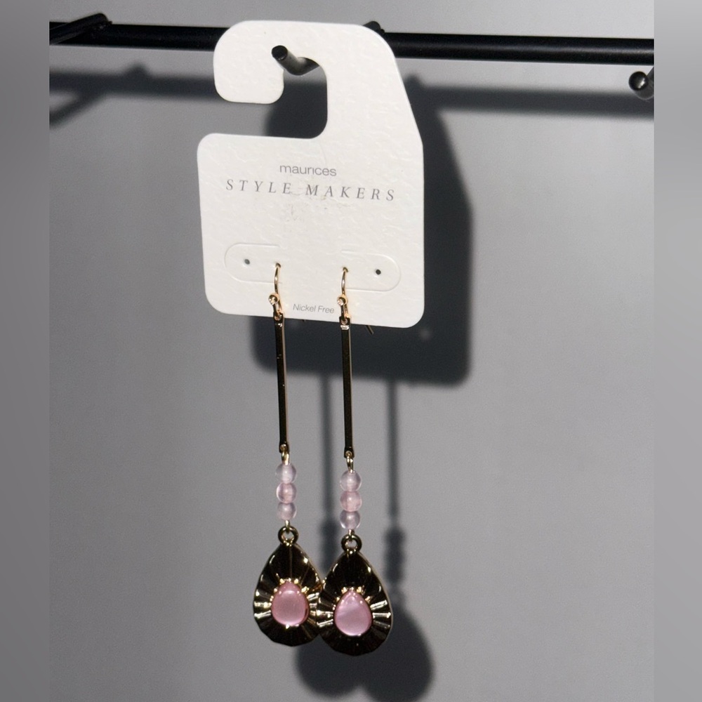 Maurices Blush and Gold Teardrop Earrings - Picture 4 of 5